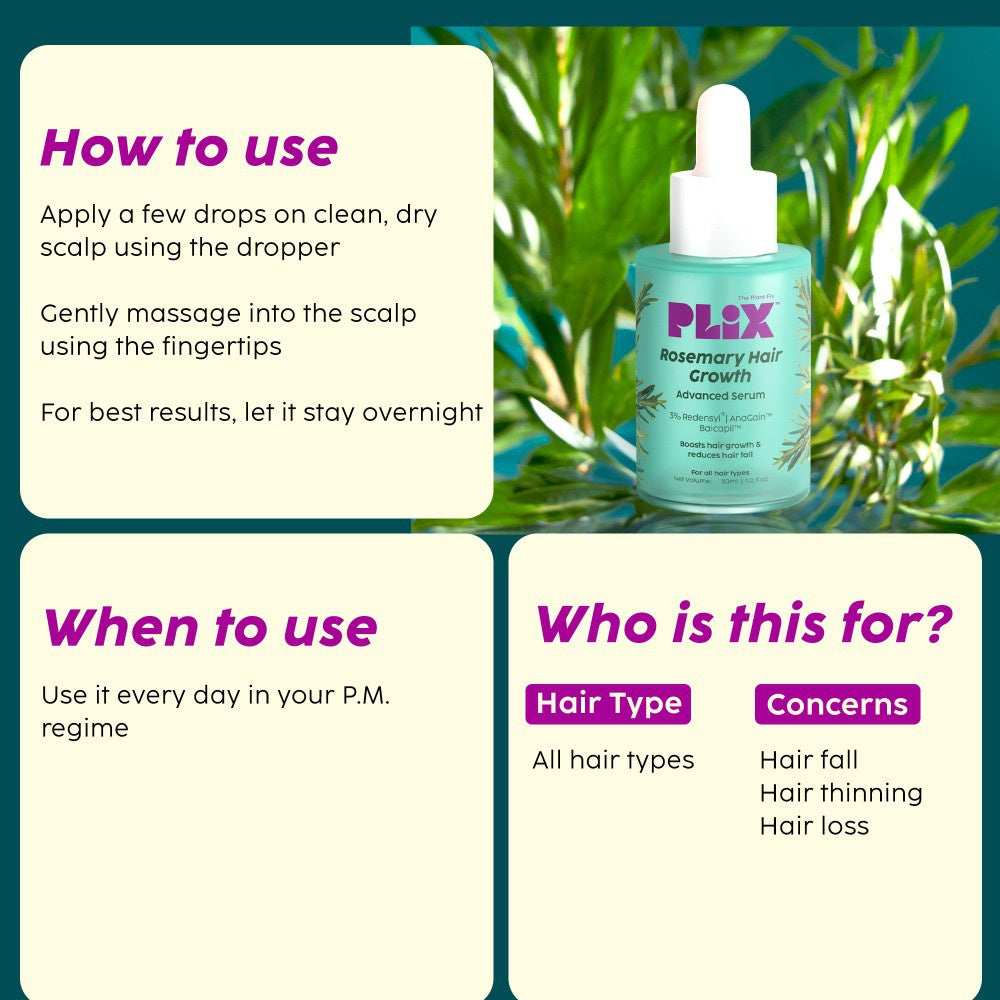 Plix Rosemary Hair Growth Advanced Serum : 30 ml
