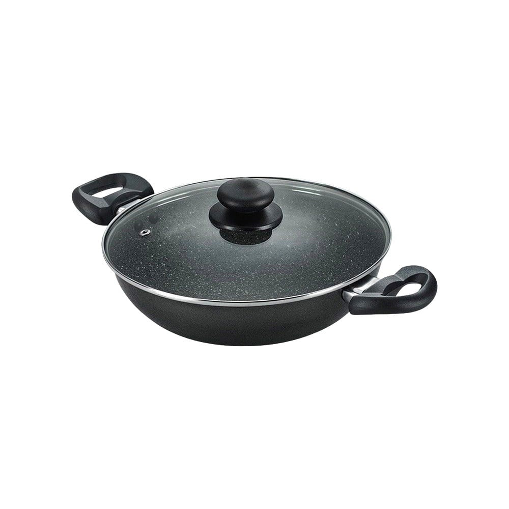Prestige Omega Deluxe 36310 with Glass Lid Omega Deluxe Granite Non-stick Kadai, 24 cm (Non-Stick Aluminium, 2.3 ltrs, Black) : 1 unit