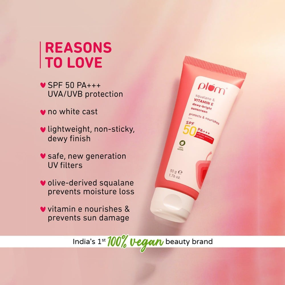Plum Squalane & Vitamin Dewy Bright Sunscreen (SPF 50 PA +++) : 50 g