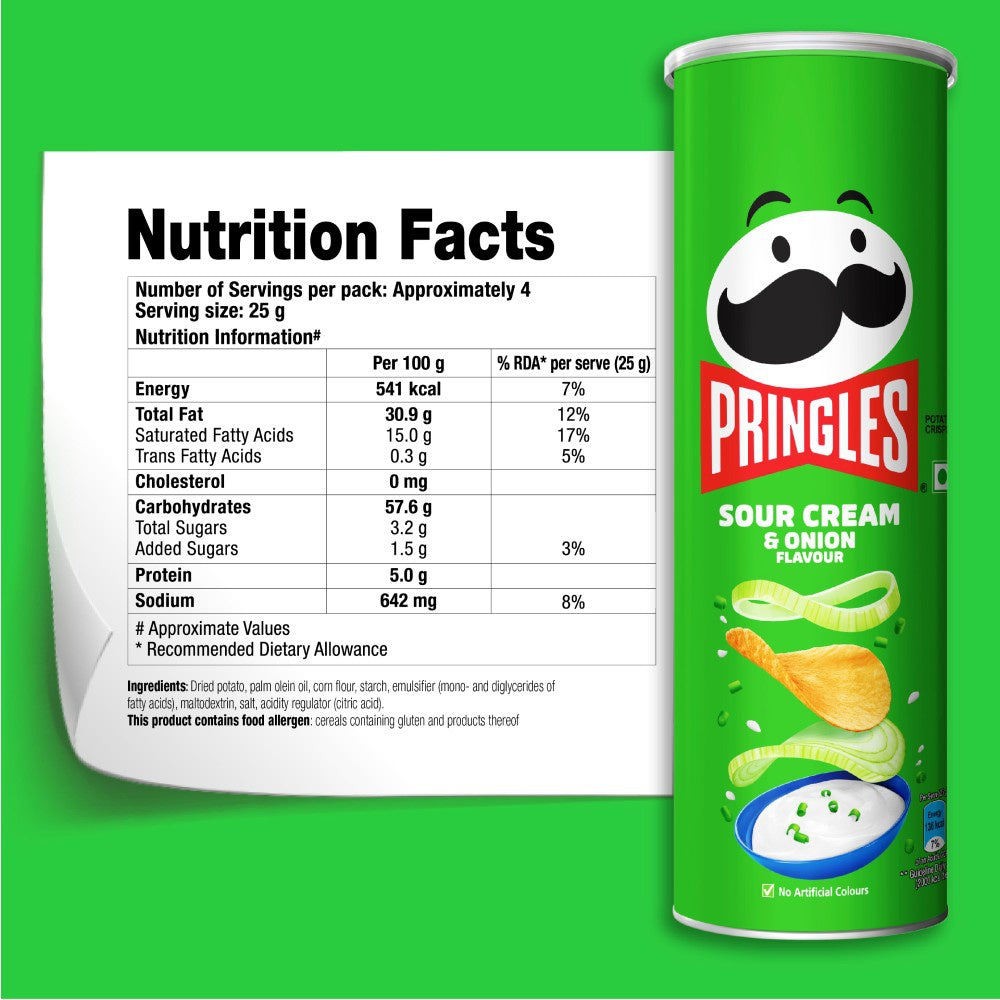 Pringles Sour Cream & Onion Potato Chips - Pack of 2 : 2 x 107 g
