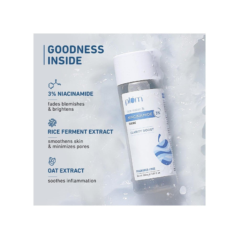 Plum 3% Niacinamide Toner with Rice Water - Pack of 2 : 2 x 150 ml