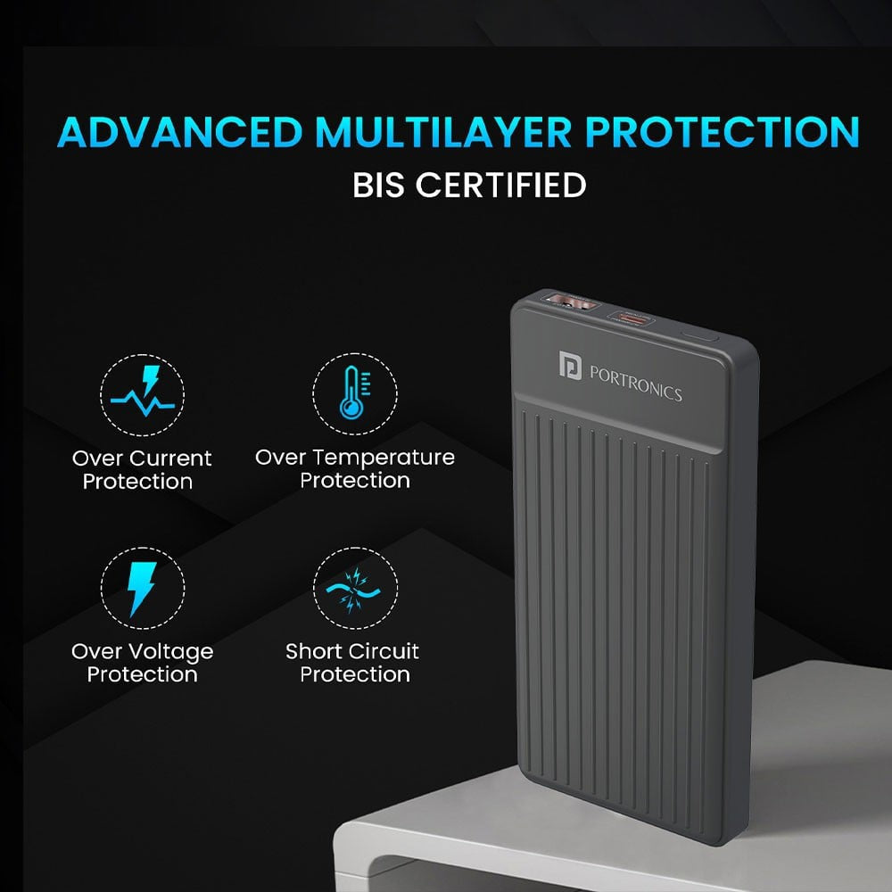 Portronics Luxcell B 10K 22.5W 10000mAh Power Bank (Black) : 1 unit