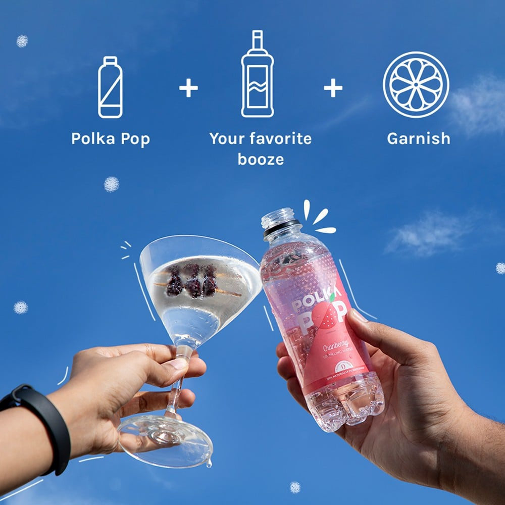 Polka Pop Zero Sugar Cranberry Sparkling Water : 300 ml