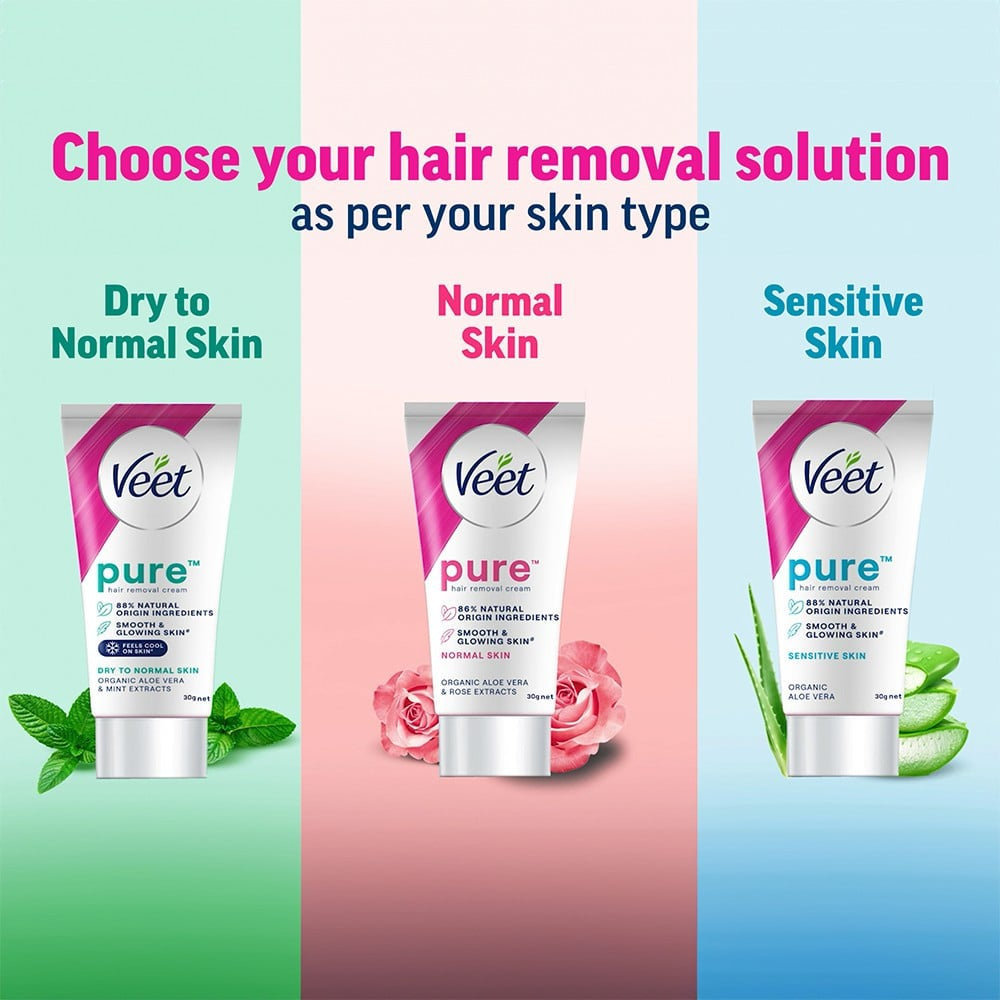 Veet Pure Hair Removal Cream (For Dry Skin) - Pack of 2 : 2 x 30 g