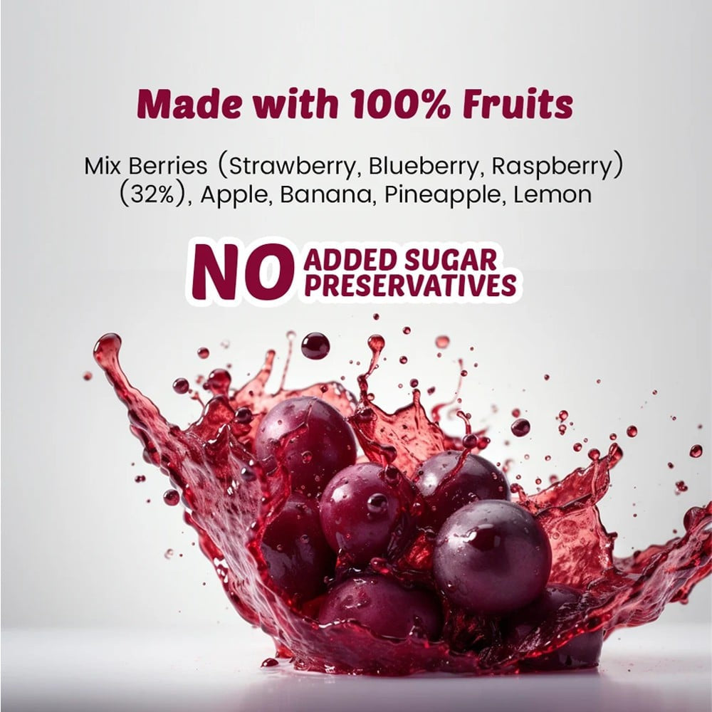 Yu Berry Blast 100% Fruit Juice With Berry Pieces : 3 x 250 ml