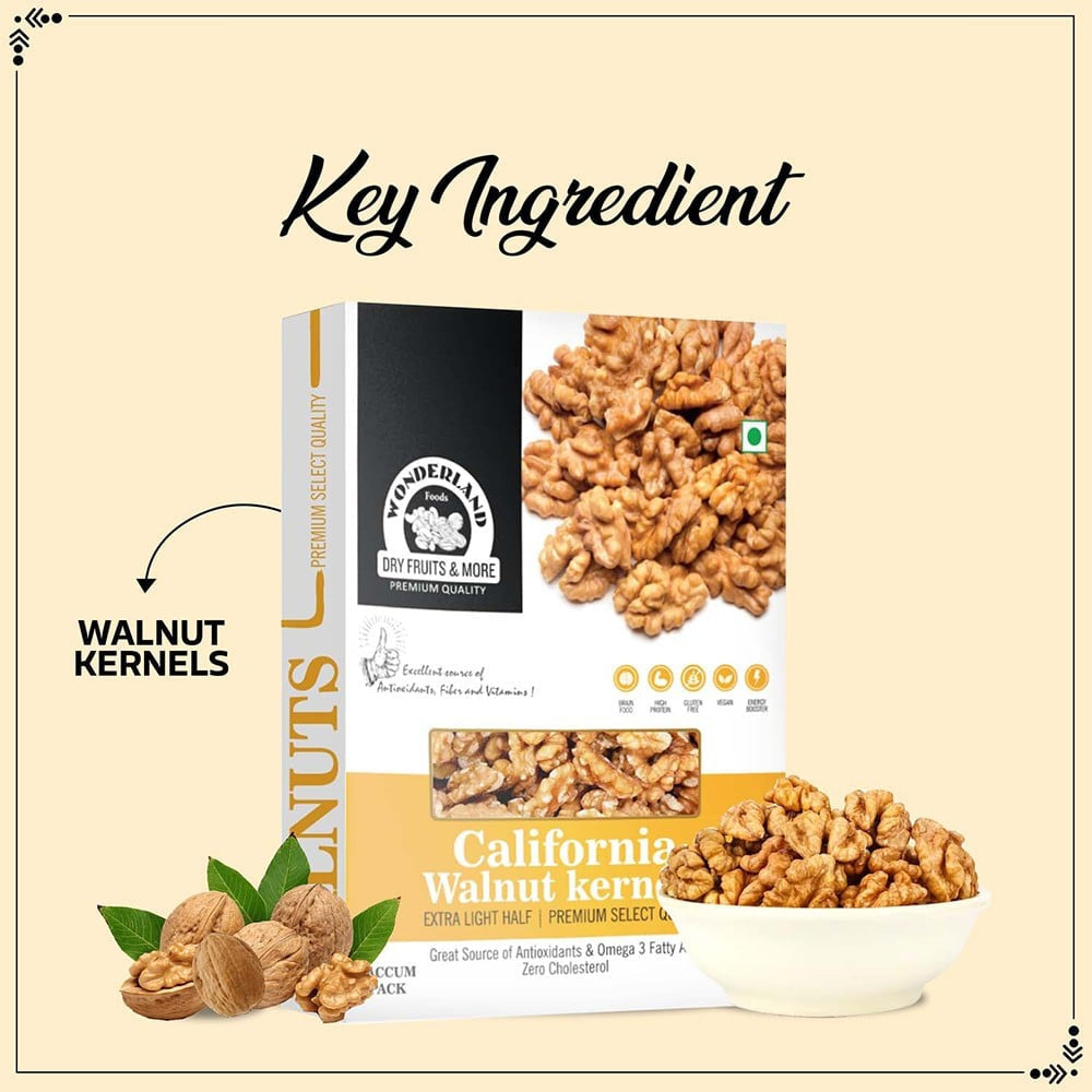 Wonderland Foods California Walnut Kernels (Akhrot Giri) Extra Light Halves : 200 g