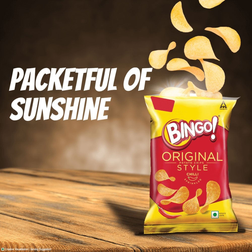 Bingo Original Style Chilli Sprinkled Potato Chips - Pack of 3 : 3 x 90 g