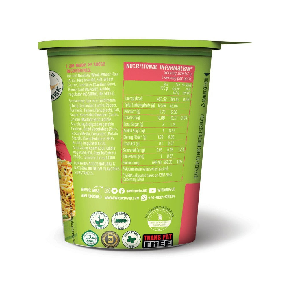 WickedGud Nourishing Masala Cup Noodles : 67 g