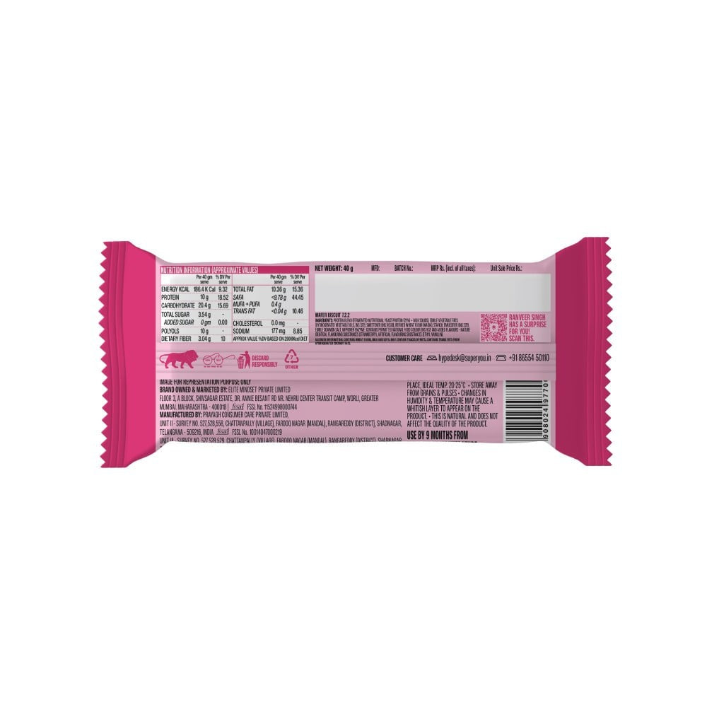 SuperYou Strawberry Creme Wafer Protein Bar - Pack of 2 : 2 x 40 g