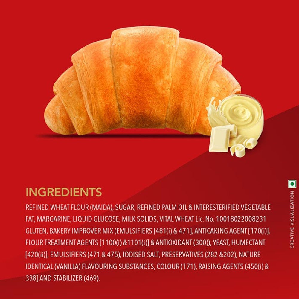 Britannia Treat Croissant with Vanilla Creme Filling - Pack of 4 : 4 x 45 g
