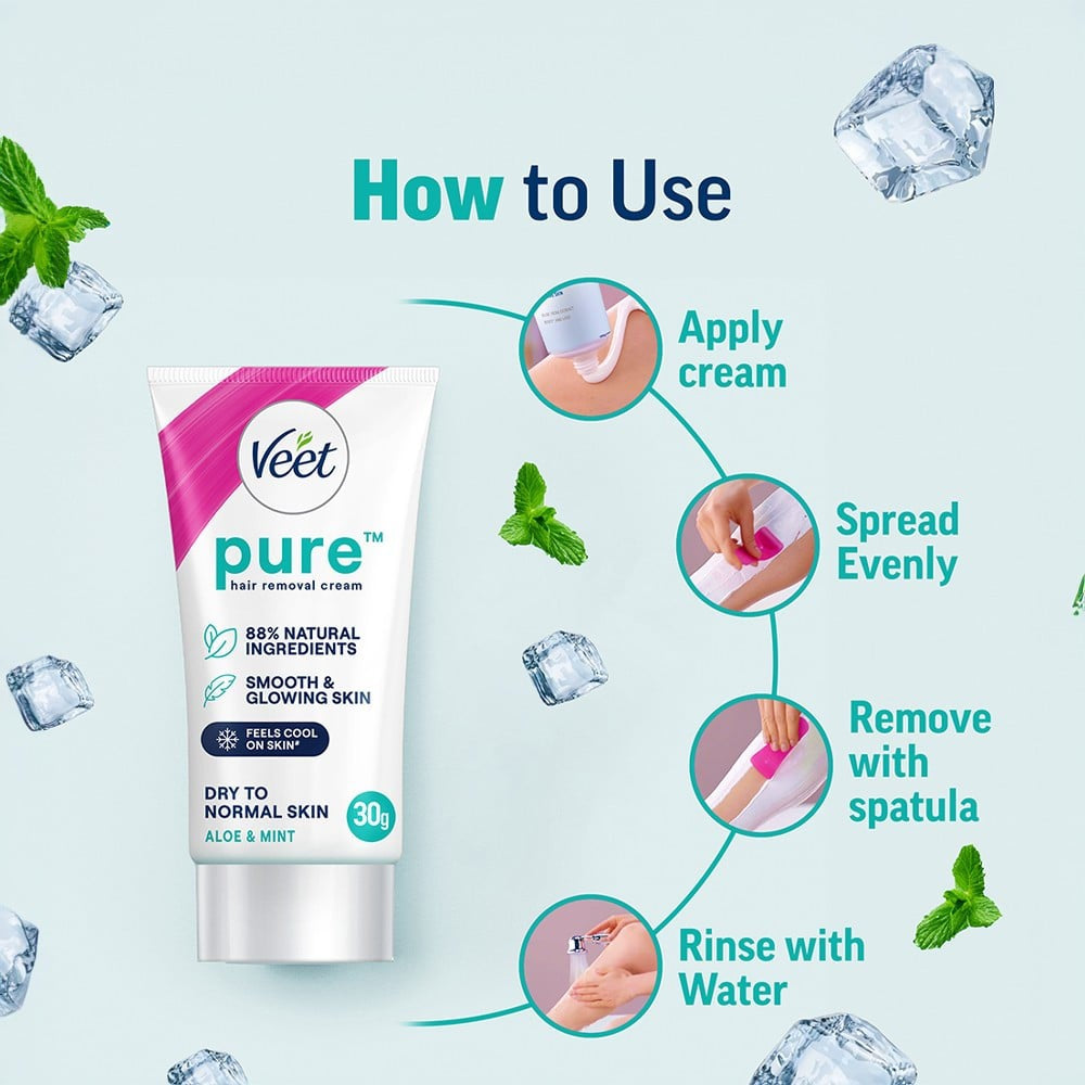 Veet Pure Hair Removal Cream (For Dry Skin) - Pack of 2 : 2 x 30 g