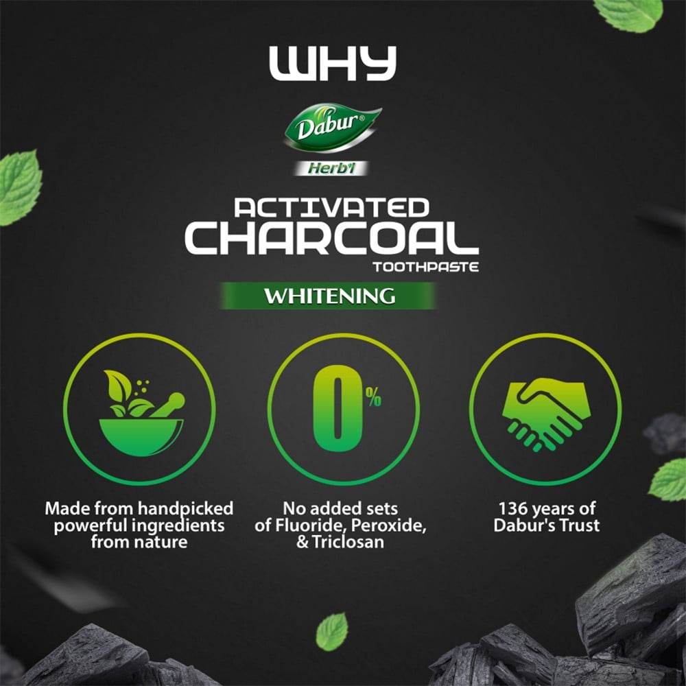 Dabur Herbs Activated Charcoal Herbal Toothpaste With Mint : 120 g
