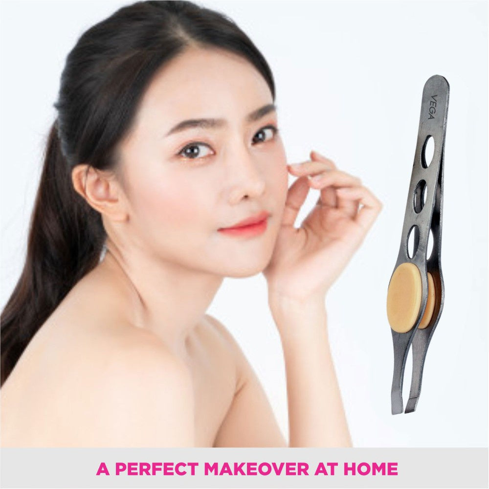 Vega Rubber Grip Tweezer (Square Tip) : 1 piece
