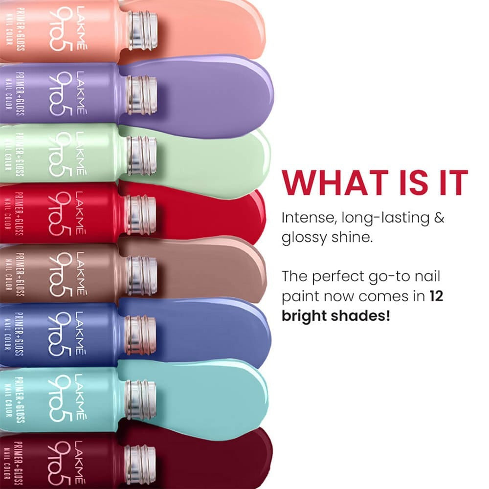 Lakme 9To5 Primer + Gloss Pink Pace Nail Paint (Pink Pace) : 6 ml