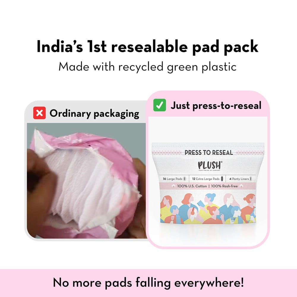 Plush LeakProof Super Saver Sanitary Pads - Pack of 2 : 2 x 32 pieces