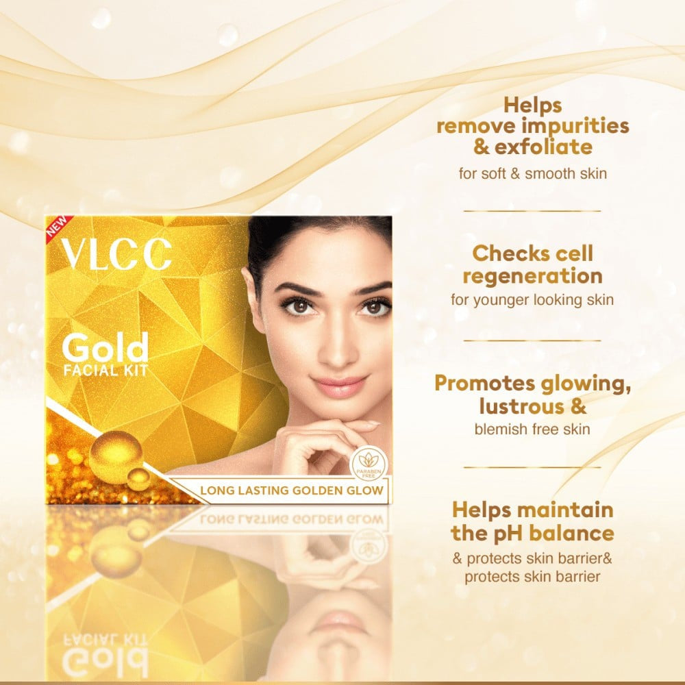VLCC Gold Facial Kit For Luminous & Radiant Complexion - Pack of 2 : 2 x 60 g