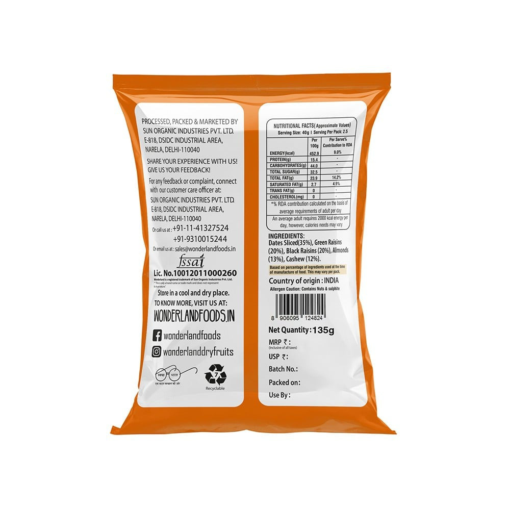 Wonderland Foods Punchmewa Dry Fruit Mix : 135 g