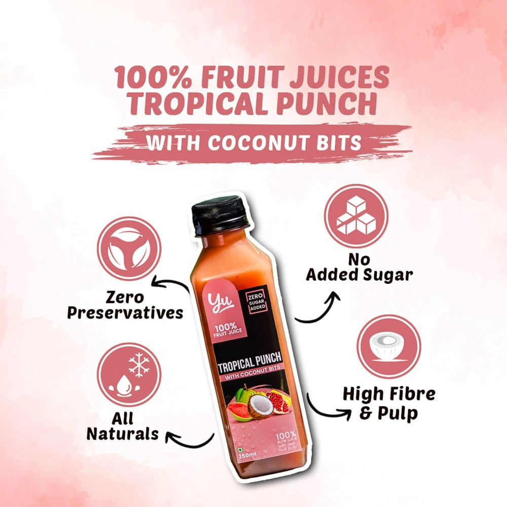 Yu Tropical Punch 100% Mixed Fruit Juice With Coconut Bits : 250 ml