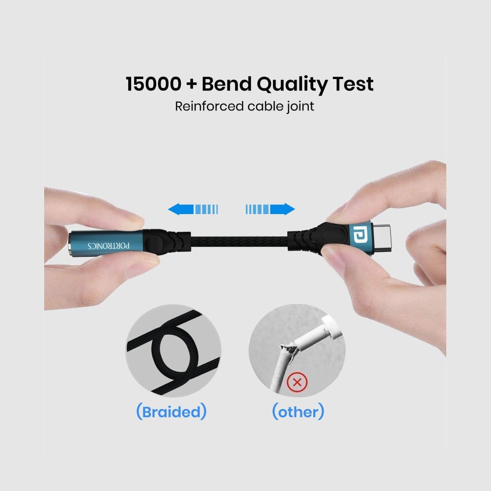 Portronics iKonnect C Pro Type C to 3.5 mm Audio Jack OTG Converter (Black) : 1 unit