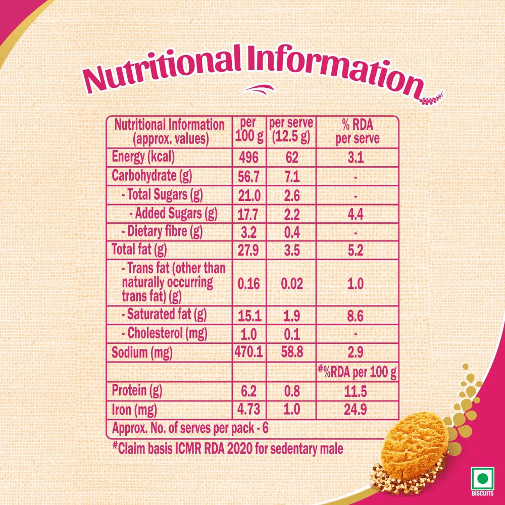 Sunfeast Farmlite Super Millets Ragi and Jowar Cookies - Pack of 2 : 2 x 75 g