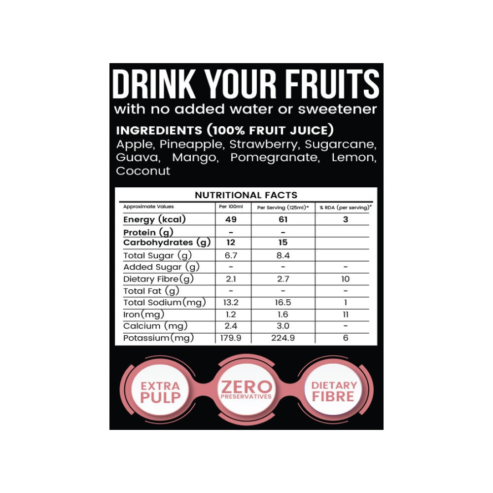 Yu Tropical Punch 100% Mixed Fruit Juice With Coconut Bits : 250 ml
