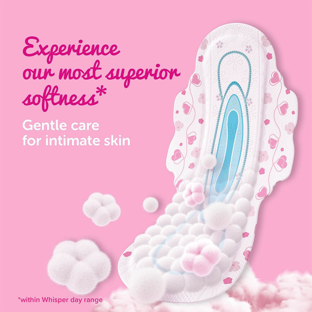 Whisper Daily Liners Clean & Fresh Panty Liners + Ultra Soft Air Fresh Pores Sanitary Pads Combo : 20 pieces + 1 pack (15 pieces)
