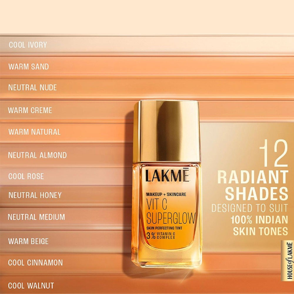 Lakme Makeup+ Skincare Vitamin C SuperGlow Foundation (Cool Rose) : 25 ml