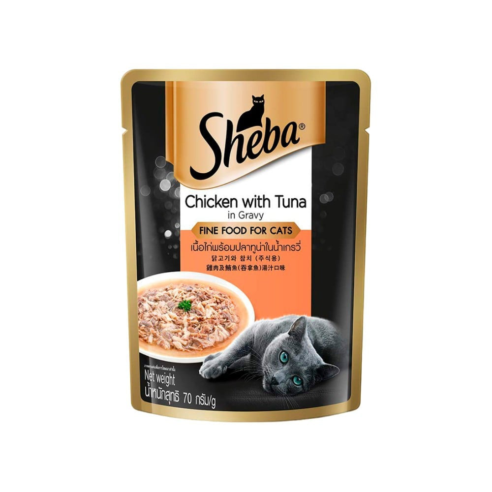 Sheba Adult Wet Cat Food, Chicken & Tuna In Gravy : 70 g