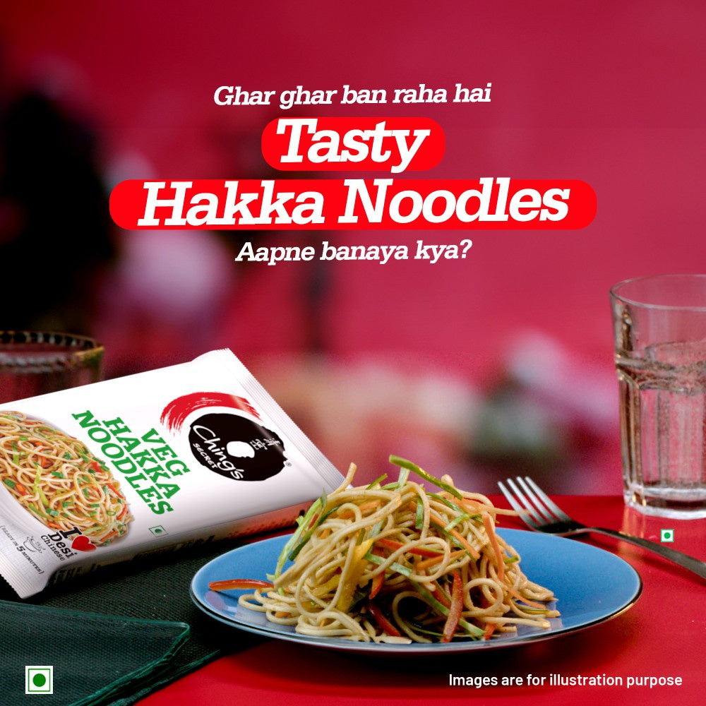 Ching's Secret Veg Hakka Noodles + Red Chilli Sauce, Bold, Fiery & Aromatic Combo : 140 g + 200 g