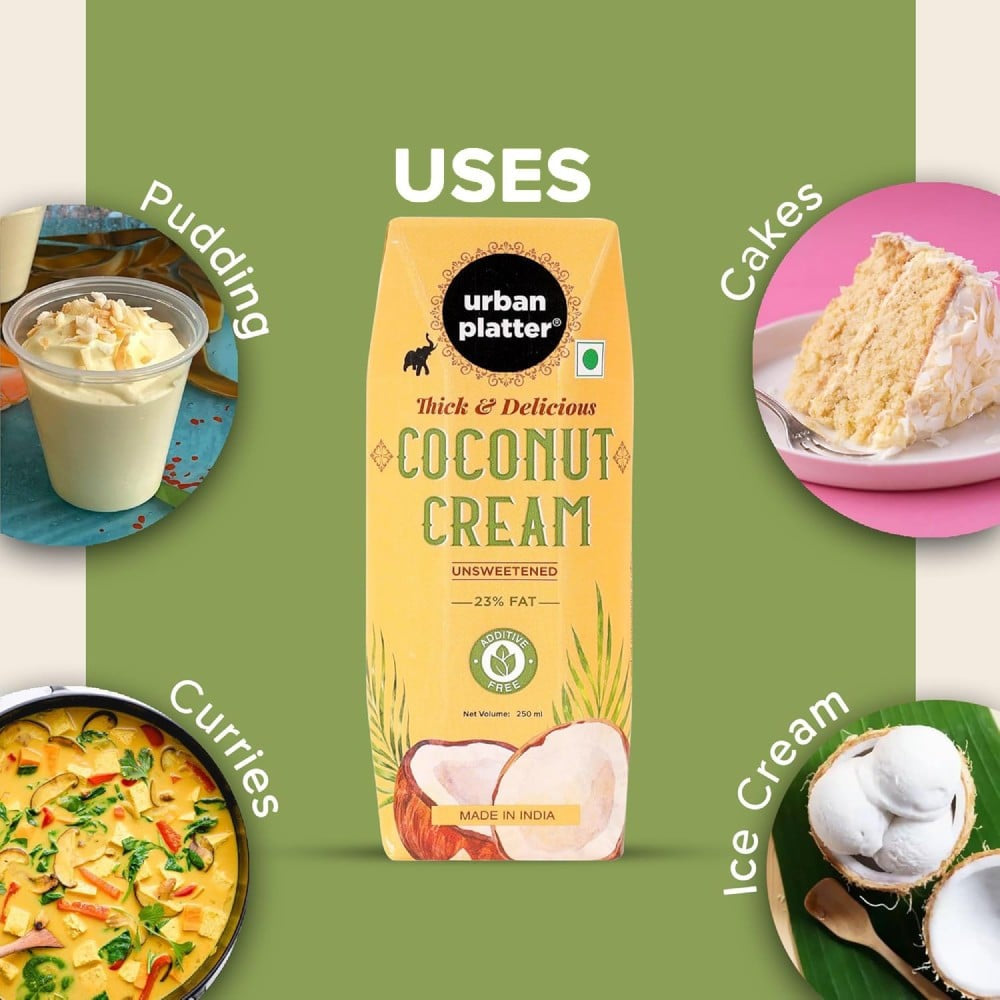 Urban Platter Unsweetened Coconut Cream : 250 ml