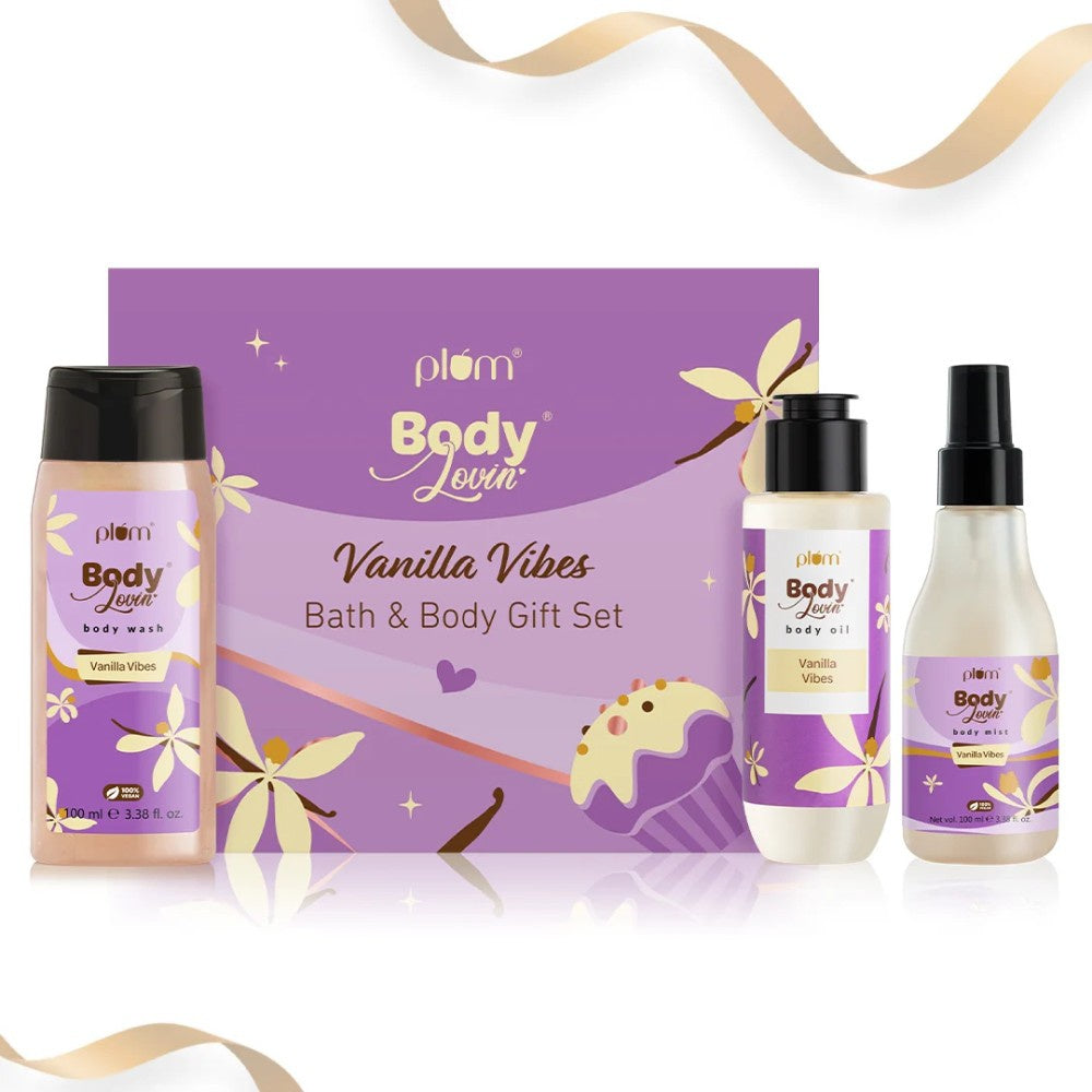 Plum BodyLovin' Vanilla Vibes Bath & Body Gift Set - Pack of 2 : 2 x 1 pack (3 pieces)