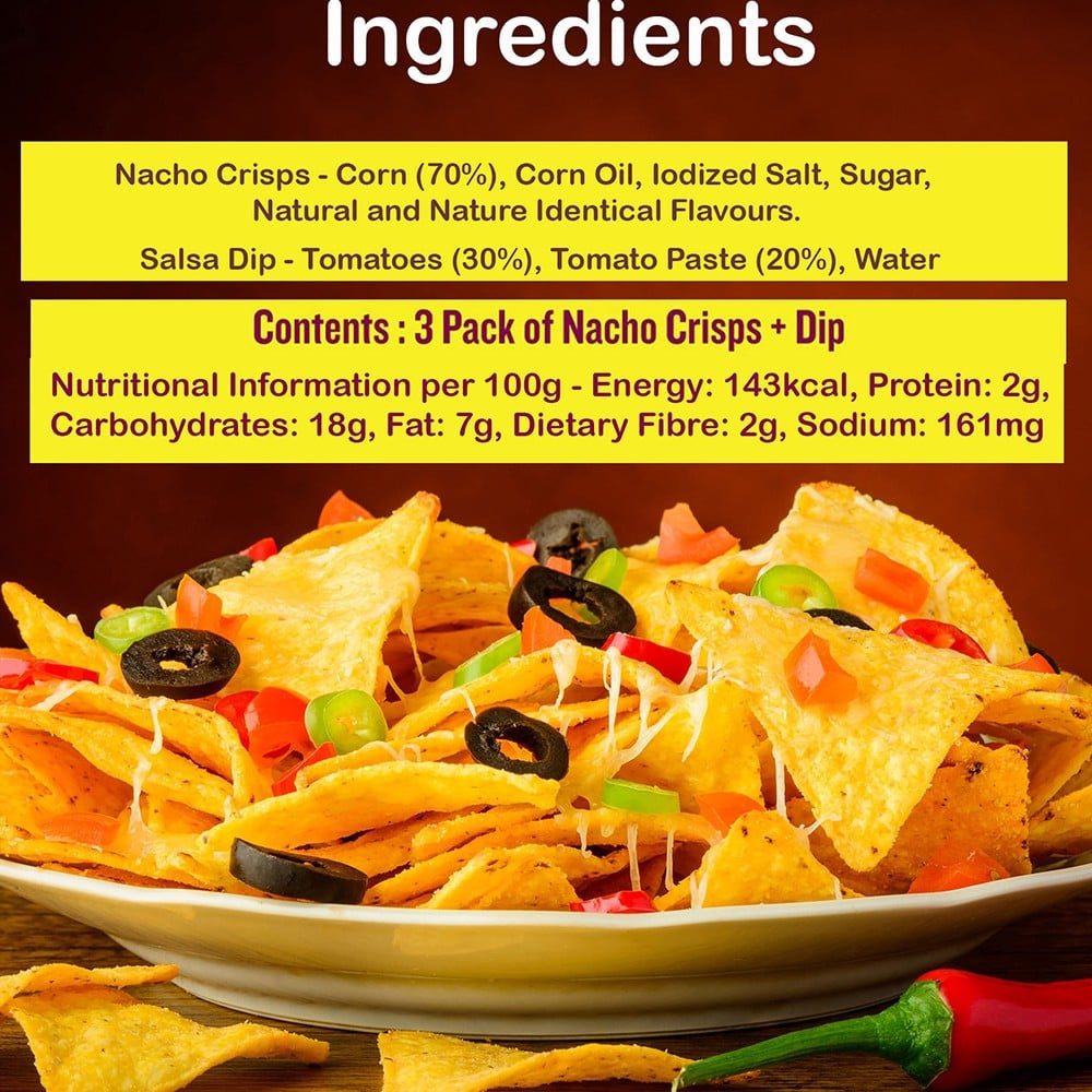 Cornitos Nachos Crisps & Dip Combo - Pack of 3 : 3 x 3 x 30 g + 1 unit