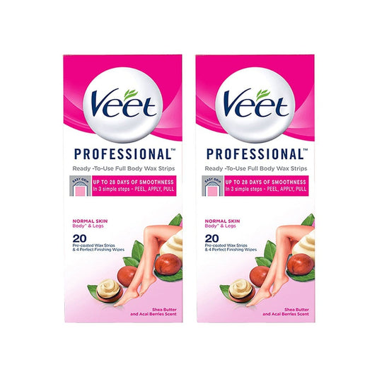 Veet Hair Removal Wax Strips (Normal Skin) - Pack of 2 (2x20 units) : 2 x 1 pack (20 strips)