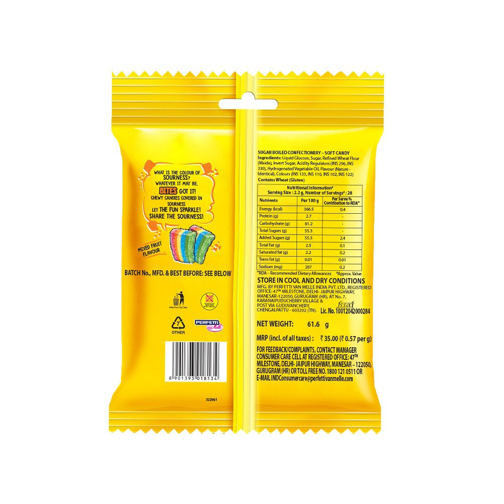 Chupa Chups Sour Bites Mixed Fruit Candy - Pack of 2 : 2 x 61.6 g