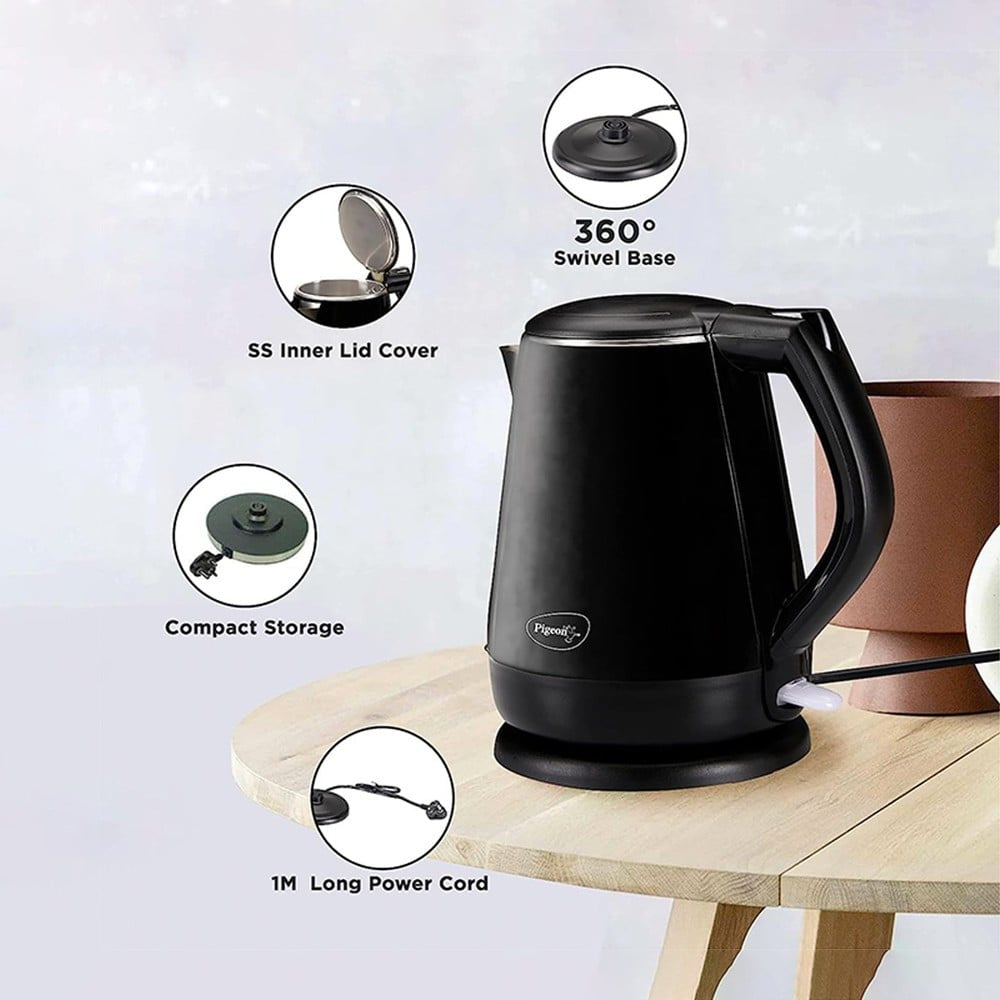 Pigeon Aura Double Walled Cool Touch Electric Kettle (1500W, 15635, Black) : 1 unit