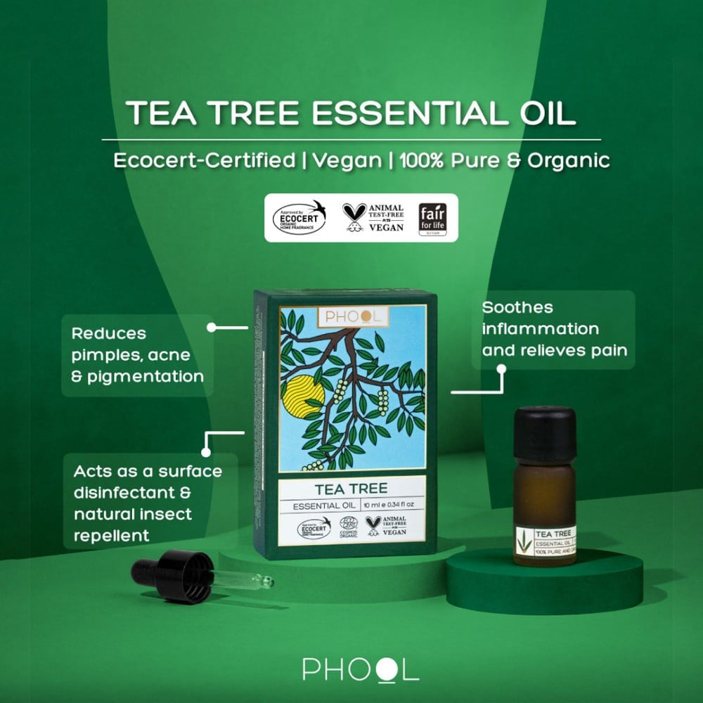 Phool Tea Tree Essential Oil - For skin care and acne control : 10 ml