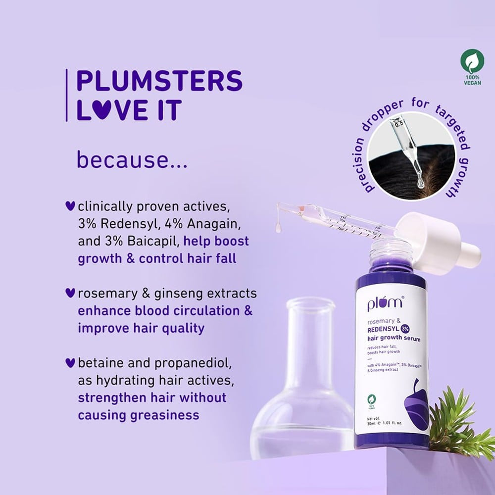 Plum Rosemary & Redensyl Hair Serum for Hair Growth : 30 ml