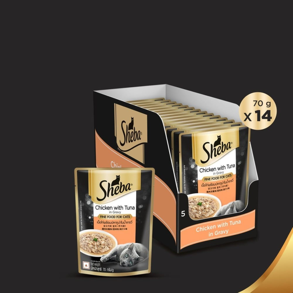 Sheba Chicken with Tuna Adult Wet Cat Food : 14 x 70 g
