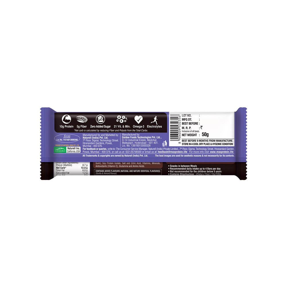RiteBite Max Protein Daily Choco Almond Protein Bar + Yogurt Berry Nutrition Bar Combo : 50 g + 35 g