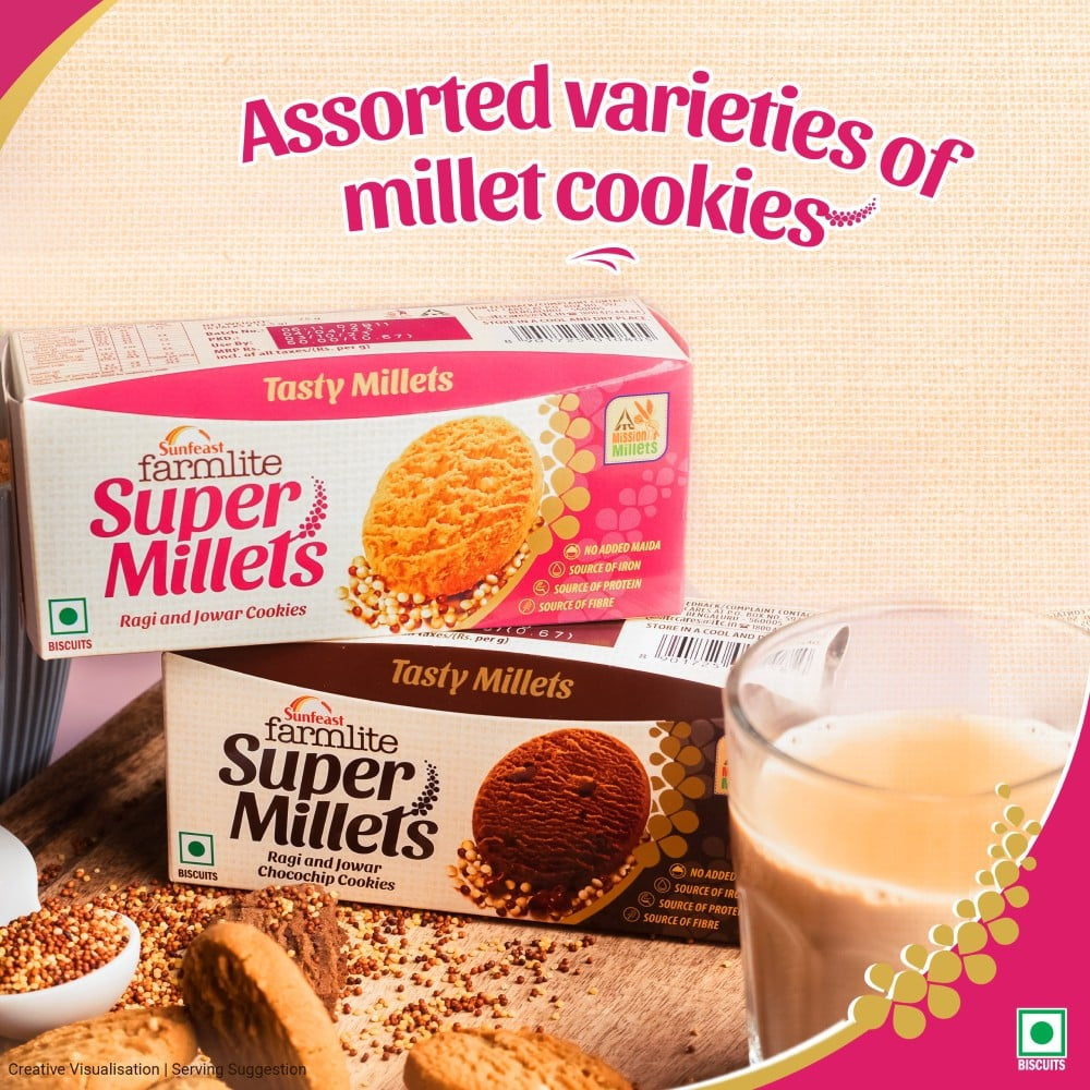 Sunfeast Farmlite Super Millets Ragi and Jowar Cookies : 75 g