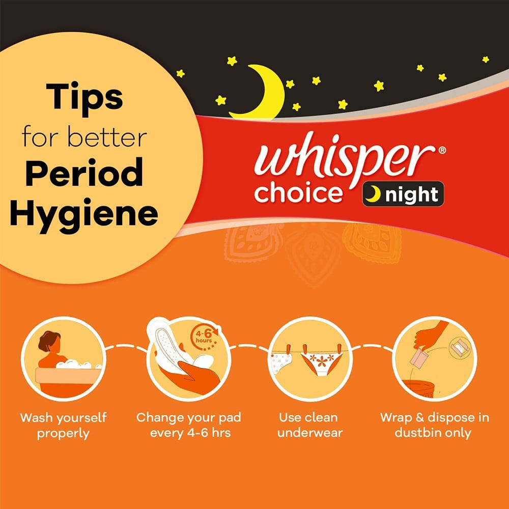 Whisper Choice Nights Sanitary Pads - Pack of 2 : 2 x 1 pack (16 pieces)