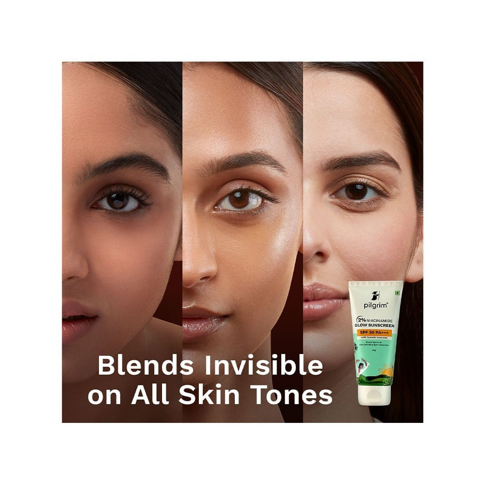 Pilgrim 2% Niacinamide Glow Sunscreen (with SPF 50 PA+++) - Pack of 2 : 2 x 50 g
