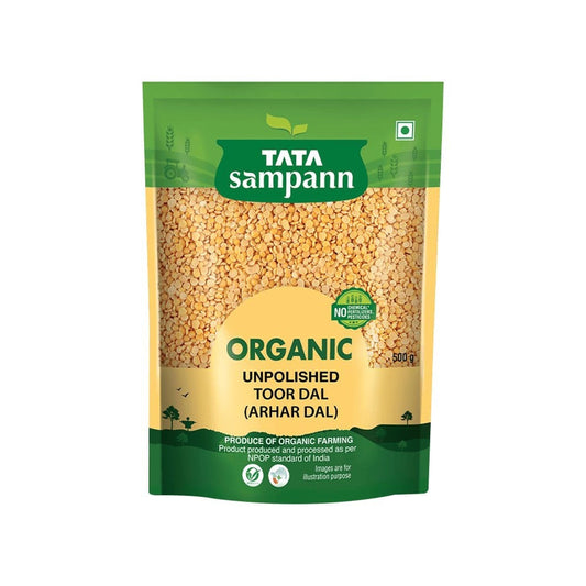 Tata Sampann Organic Arhar Dal Unpolished : 500 g