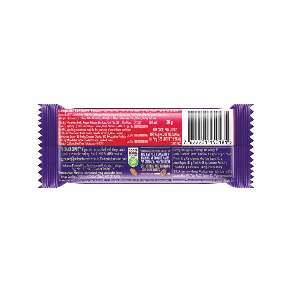 Cadbury Dairy Milk Fruit & Nut Flavoured Chocolate Bar - Pack of 3 : 3 x 36 g