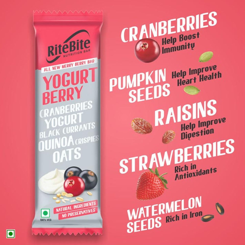 RiteBite Max Protein Daily Choco Almond Protein Bar + Yogurt Berry Nutrition Bar Combo : 50 g + 35 g
