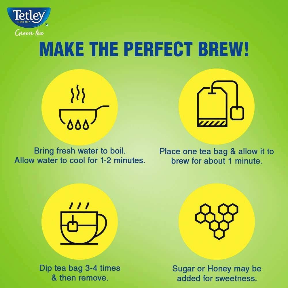 Tetley Lemon & Honey Green Tea Bags - Pack of 2 : 2 x 25 pieces