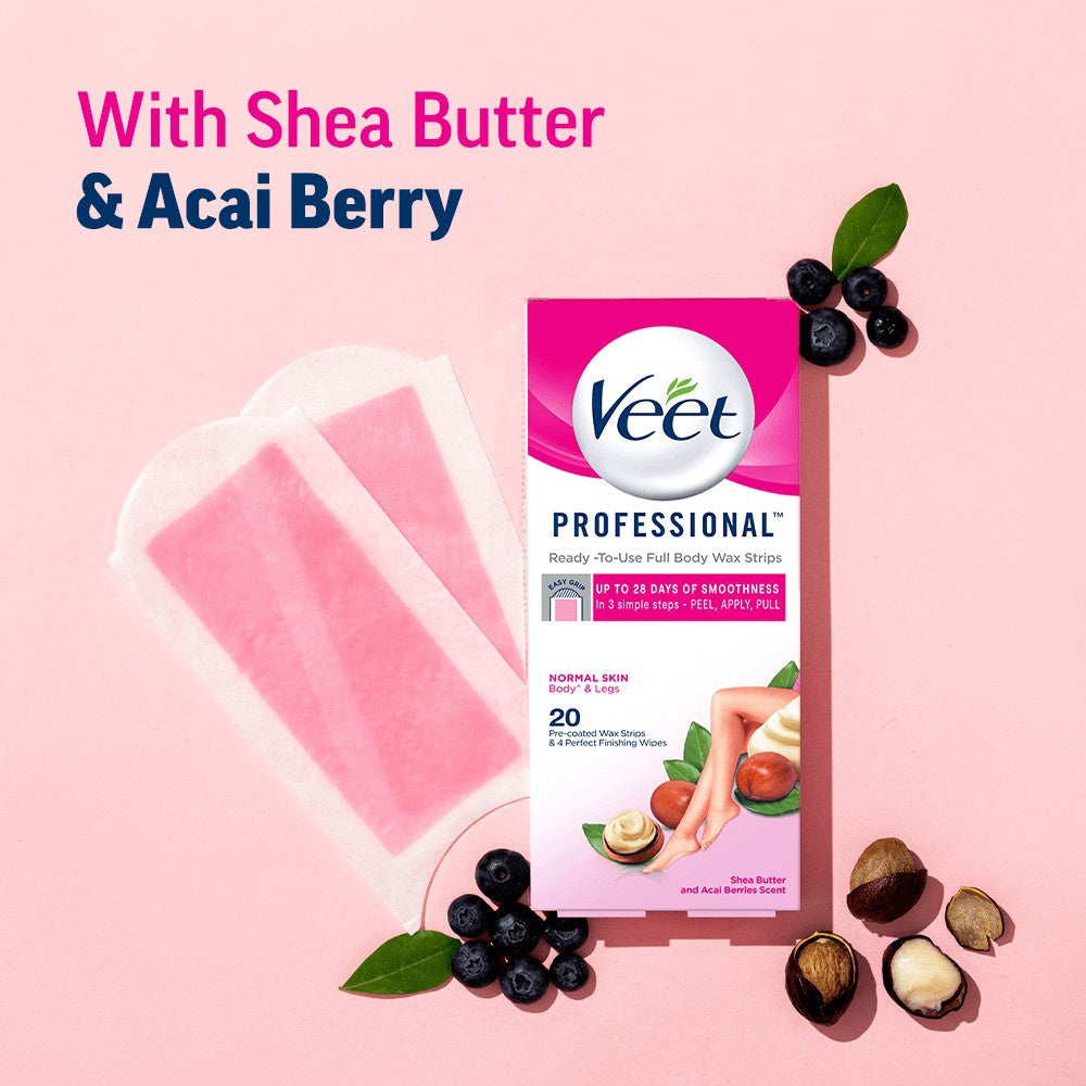 Veet Hair Removal Wax Strips (Normal Skin) - Pack of 2 (2x20 units) : 2 x 1 pack (20 strips)