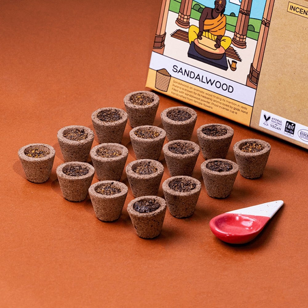 Phool Sandalwood Dhoop Cup : 1 pack (16 cups)