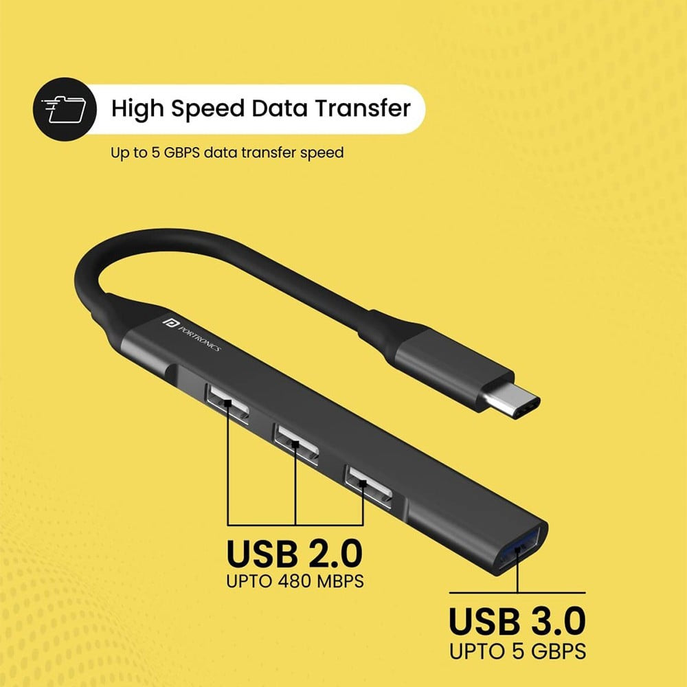 Portronics Mport 31C Multi Function USB Hub (Grey) : 1 unit