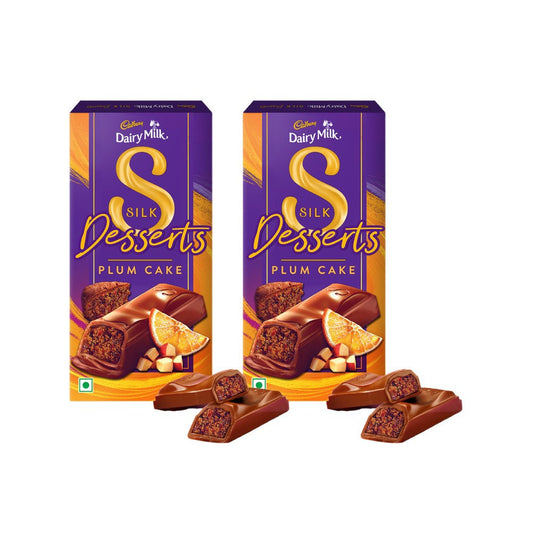 Cadbury Dairy Milk Silk Desserts Plum Cake Flavoured Chocolate Bar, 70 g - Pack of 2 : 2 x 70 g